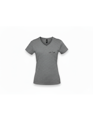 T-shirt Femme Col V Gris Chiné - Coupe Ajustée | Lôt'Entik
