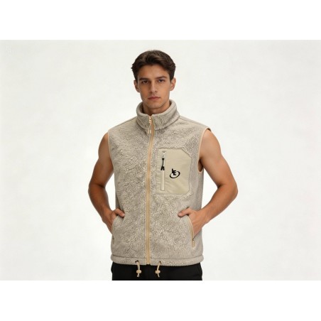 Bodywarmer Sherpa Unisexe Beige - Gilet Sans Manches Moumoute | Lôt'Entik