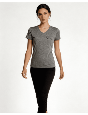T-shirt Femme Col V Gris Chiné - Coupe Ajustée | Lôt'Entik