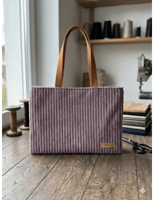 Sac à Main en Coton Lilas - Velours Côtelé Milleraies | Lotentik