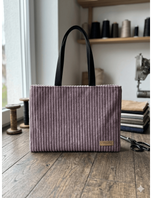 Sac à Main en Coton Lilas - Velours Côtelé Milleraies | Lotentik