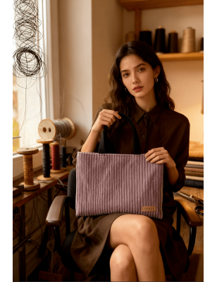 Sac à Main en Coton Lilas - Velours Côtelé Milleraies | Lotentik